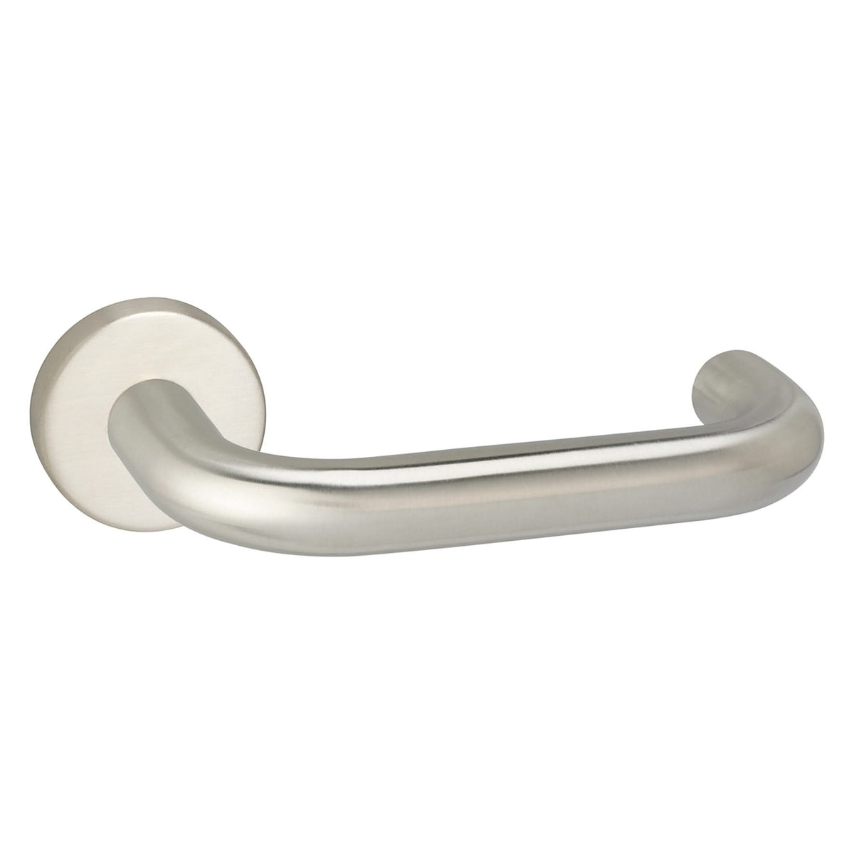 Impresso deurkruk Wigan RVS geborsteld op rond rozet – vooraanzicht
