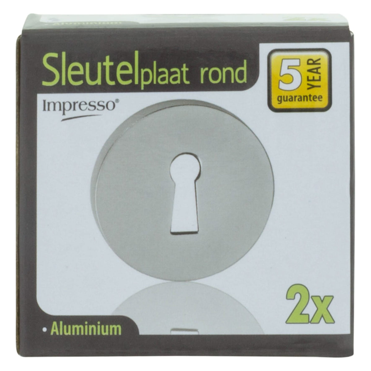 Impresso rond rozet klaviersleutel aluminium F1 – close-up