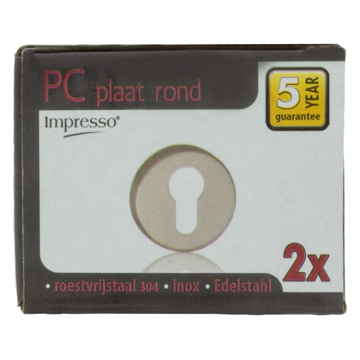 Impresso rond rozet Profielcilinder RVS geborsteld 13