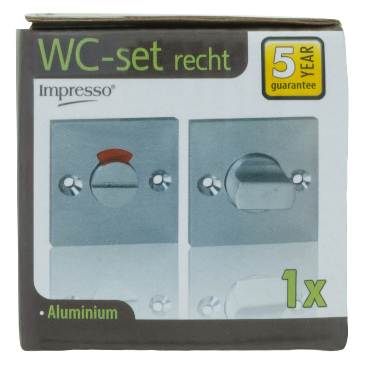 Impresso vierkant rozet badkamer- en toiletsluiting aluminium F1 – close-up
