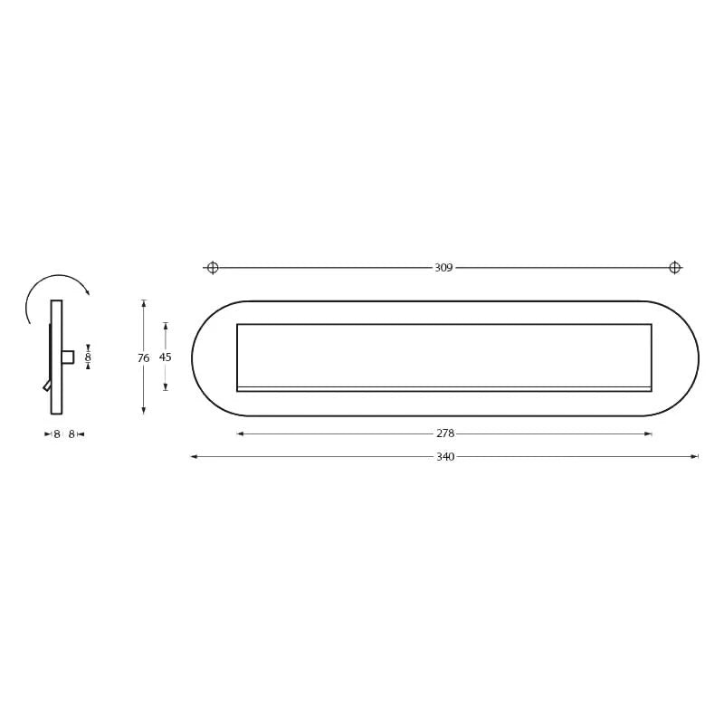 Intersteel brievenbus ovaal met klep en regenrand RVS getrommeld vooraanzicht