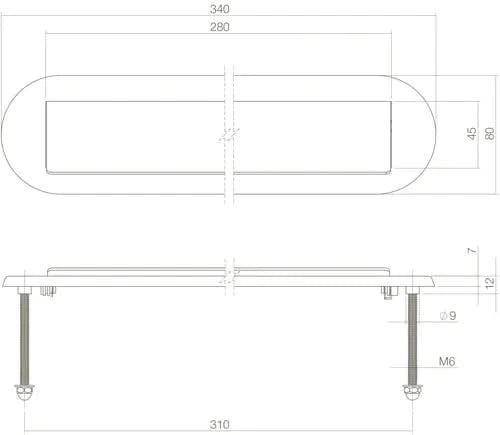 Intersteel Brievenbus ovaal met klep en regenrand 340x76 mm mat zwart detail