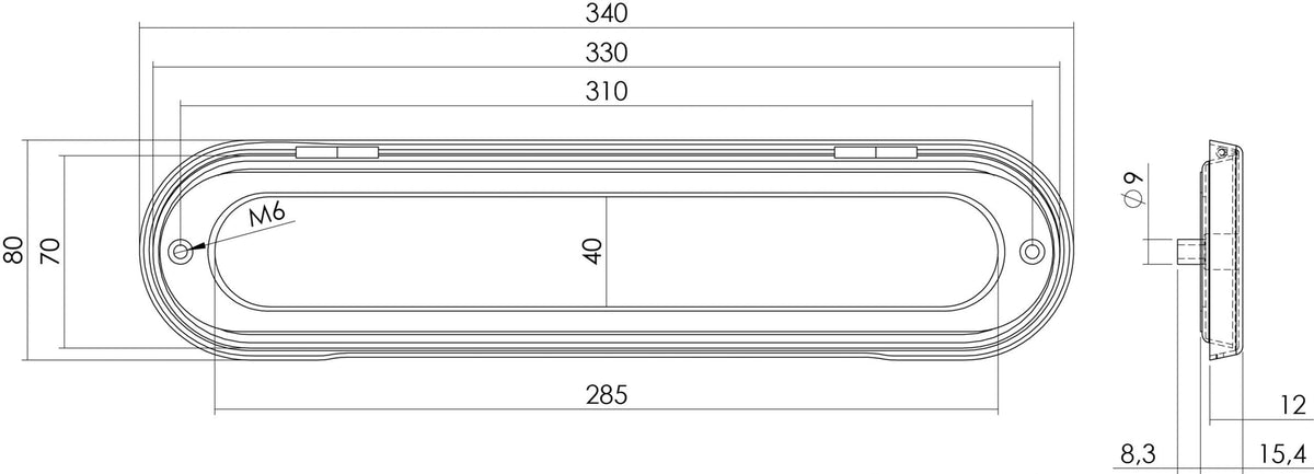 Intersteel Brievenbus ovaal verdekt 345x79 mm rvs geborsteld detail