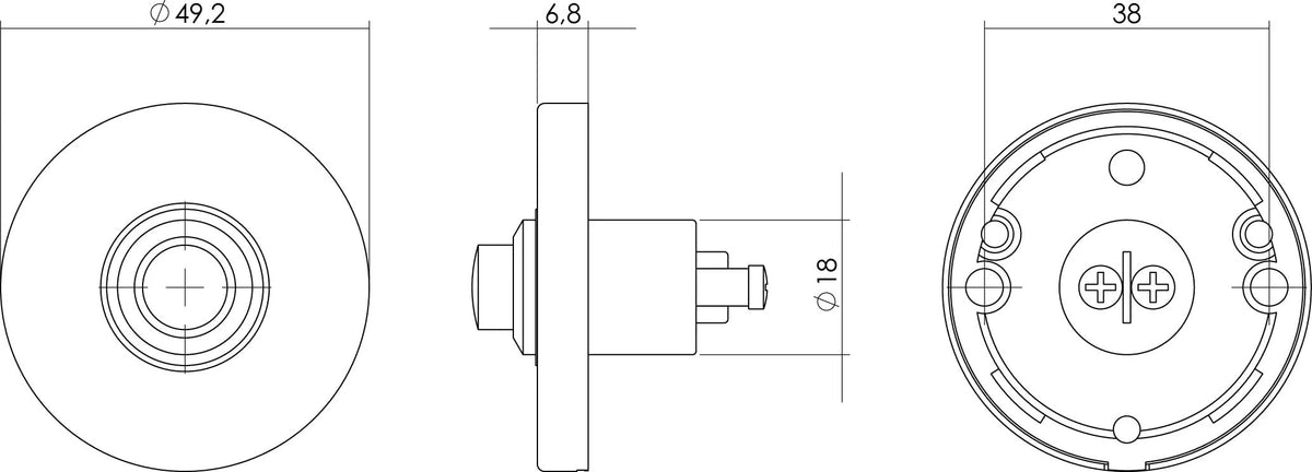 Intersteel Deurbel rond verdekt messing getrommeld detail