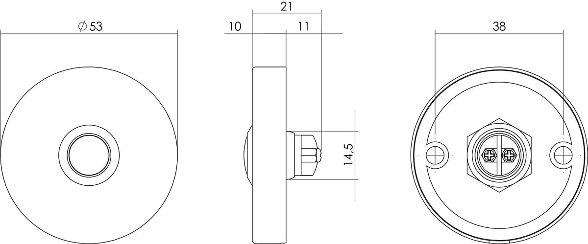 Intersteel Deurbel rond verdekt ø53x10 mm mat zwart detail