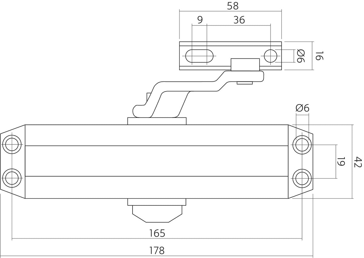 Intersteel deurdranger DR 122 zwart schaararm – detailweergave