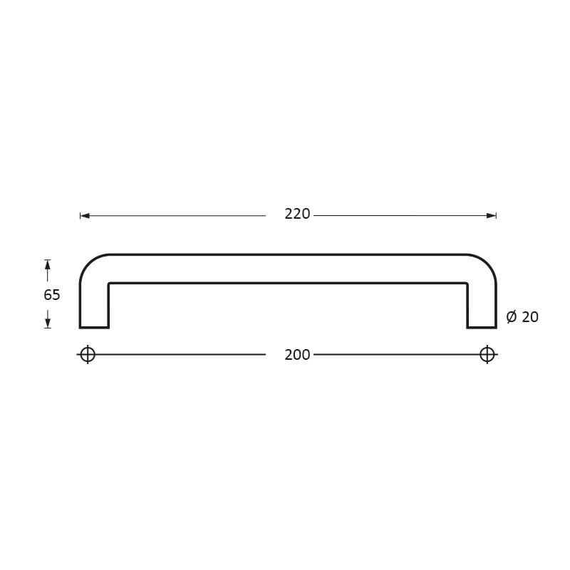 Intersteel deurgreep 220 mm U-vorm per stuk rvs geborsteld – detail