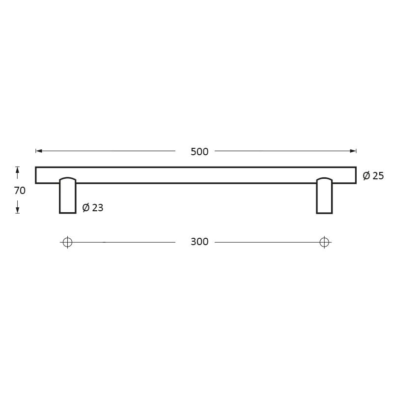 Intersteel deurgreep 500 mm T-vorm per stuk rvs geborsteld – detail