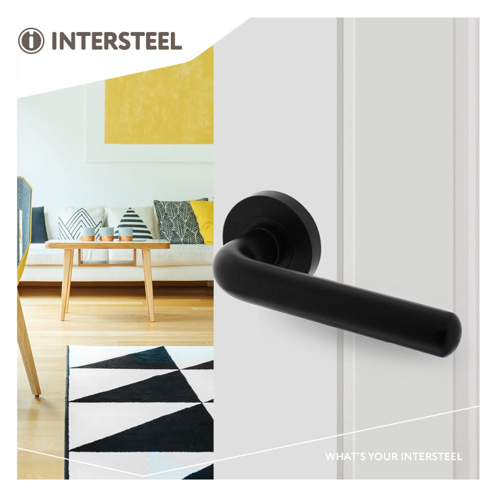 Intersteel deurkruk Agatha op rozet mat zwart – gemonteerd