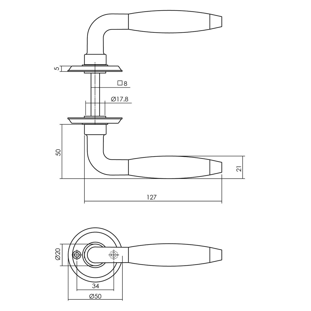 Intersteel deurkruk Antonnet op rozet messing getrommeld met ebbenhout detail