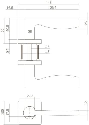 Intersteel deurkruk Apollo op vierkant rozet mat zwart – detail