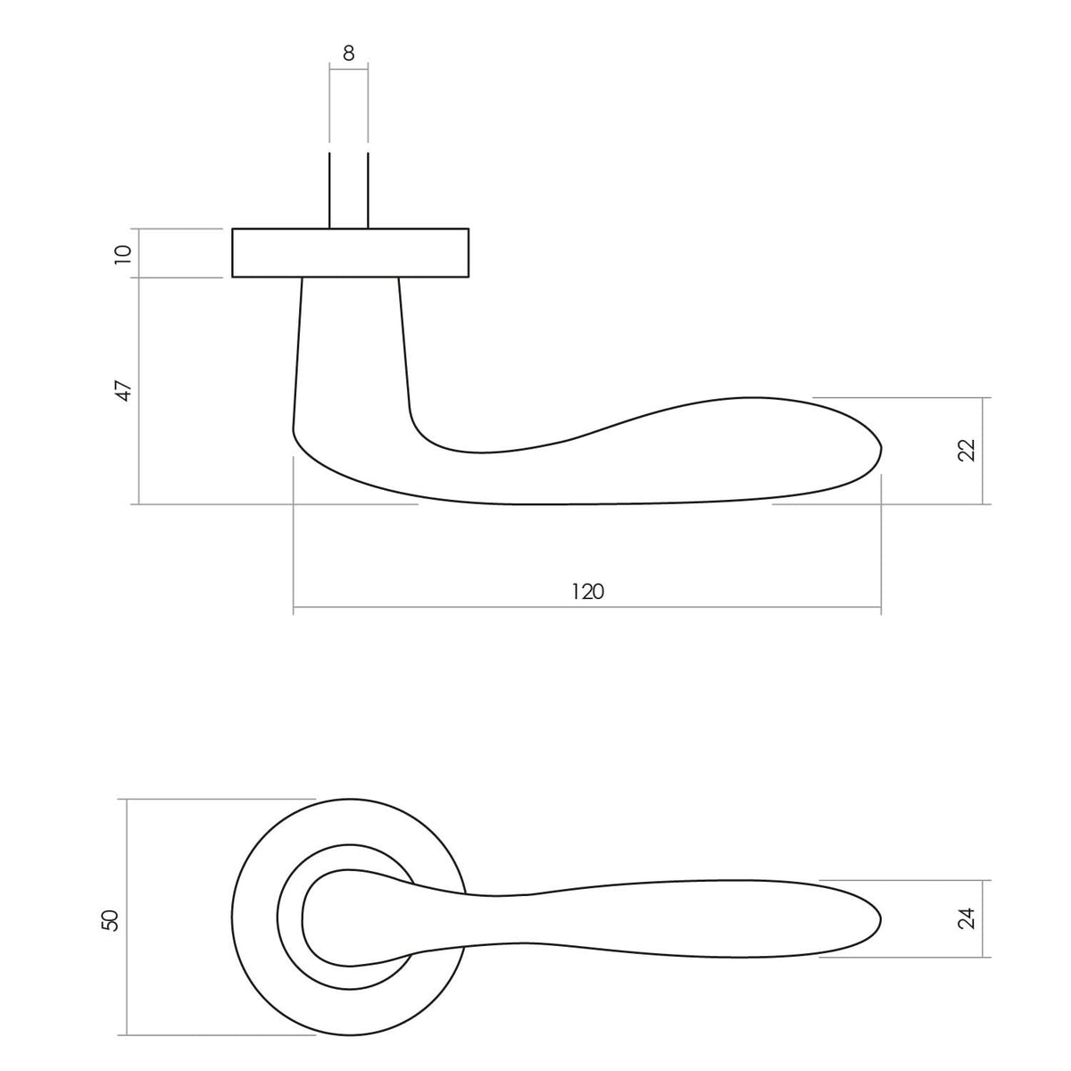 Intersteel deurkruk Banaan op rozet messing ongelakt detail