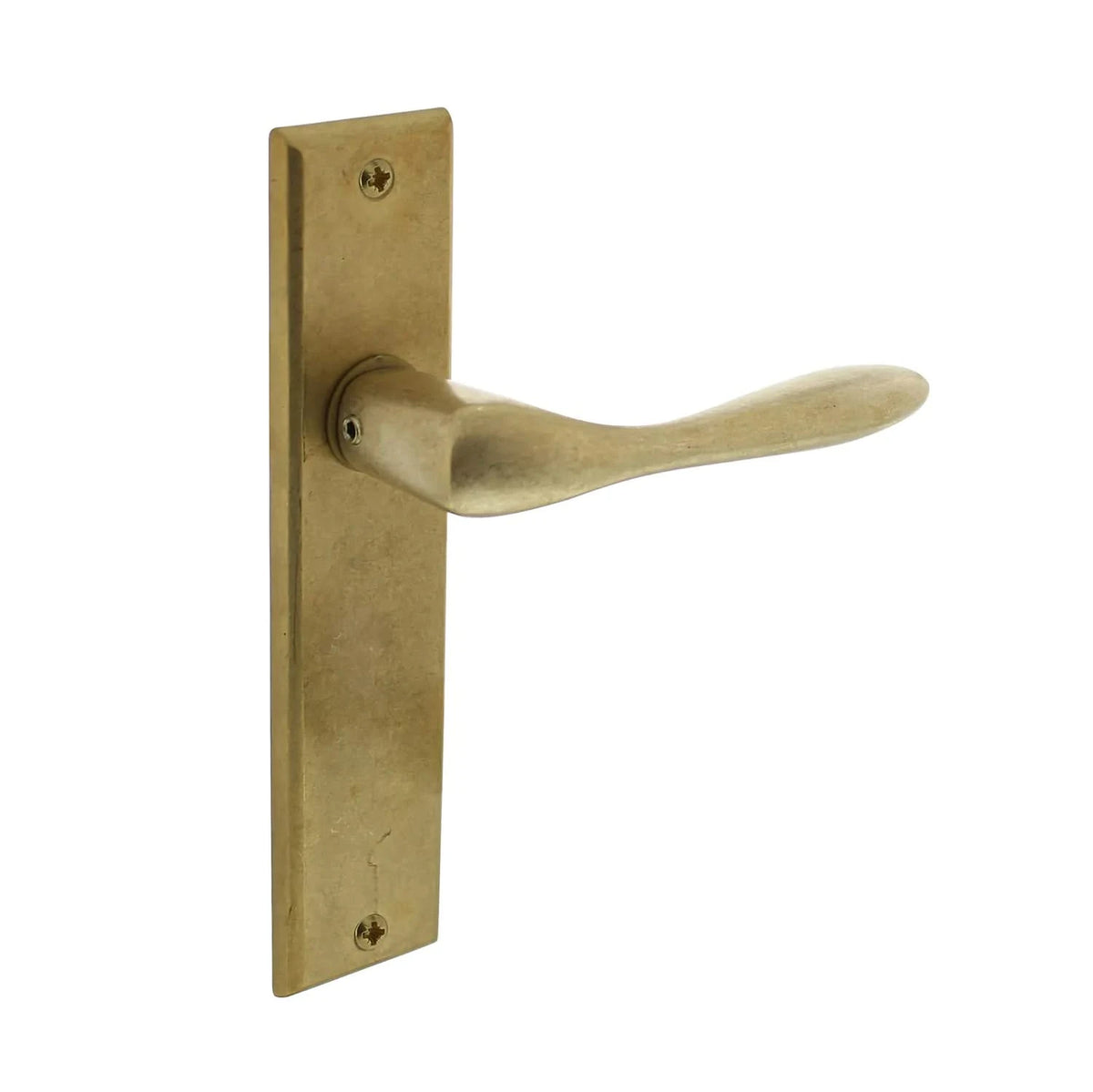 Intersteel deurkruk Banaan rechthoekig schild messing getrommeld vooraanzicht
