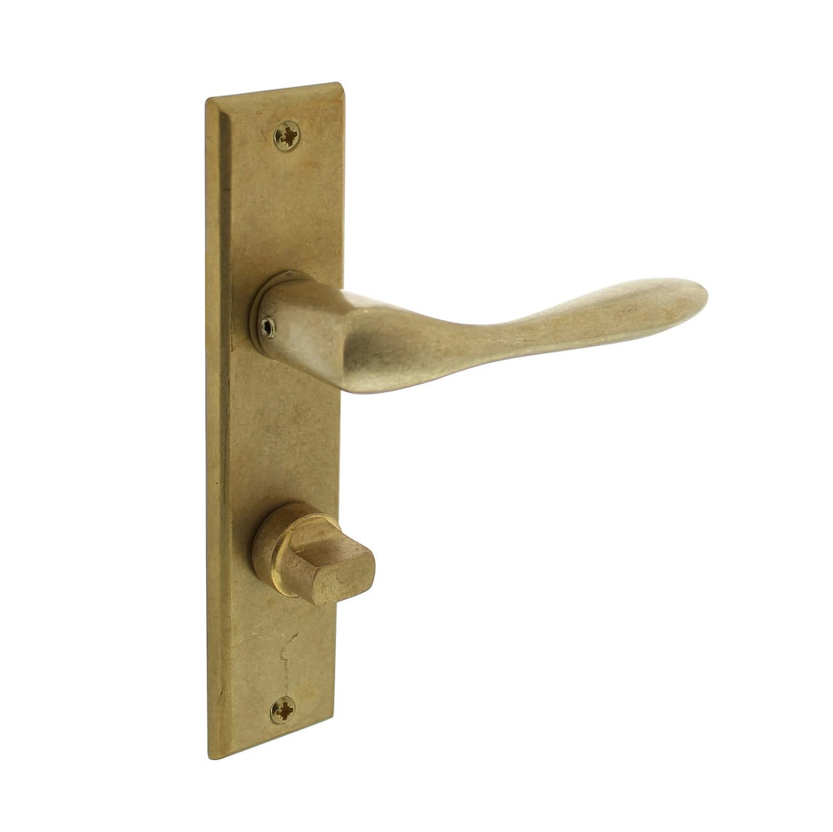 Intersteel deurkruk Banaan rechthoekig schild messing getrommeld zijaanzicht