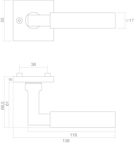 Intersteel deurkruk Bau-Stil op rozet chroom/mat zwart detail