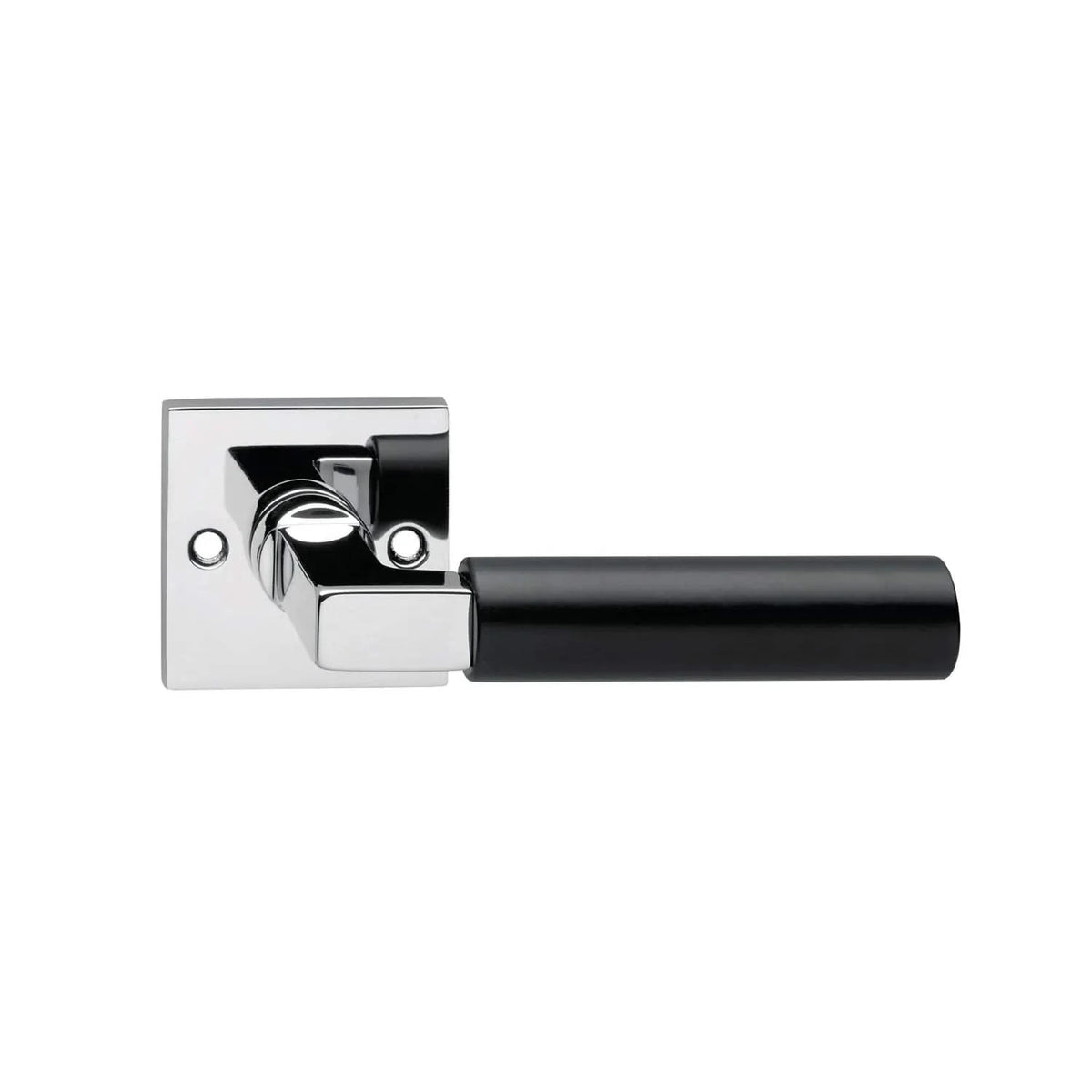 Intersteel deurkruk Bau-Stil op rozet chroom/mat zwart vooraanzicht