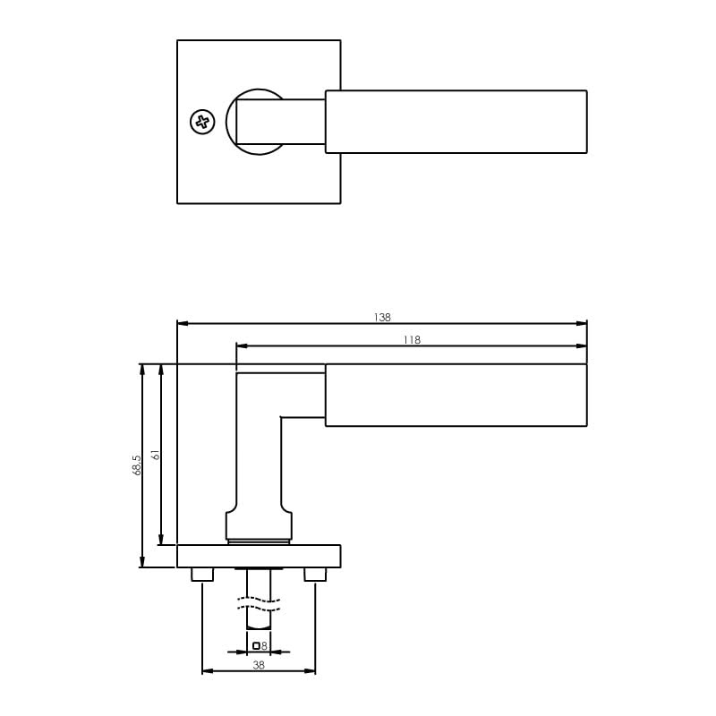 Intersteel deurkruk Bau-stil op rozet chroom mat/mat zwart detail