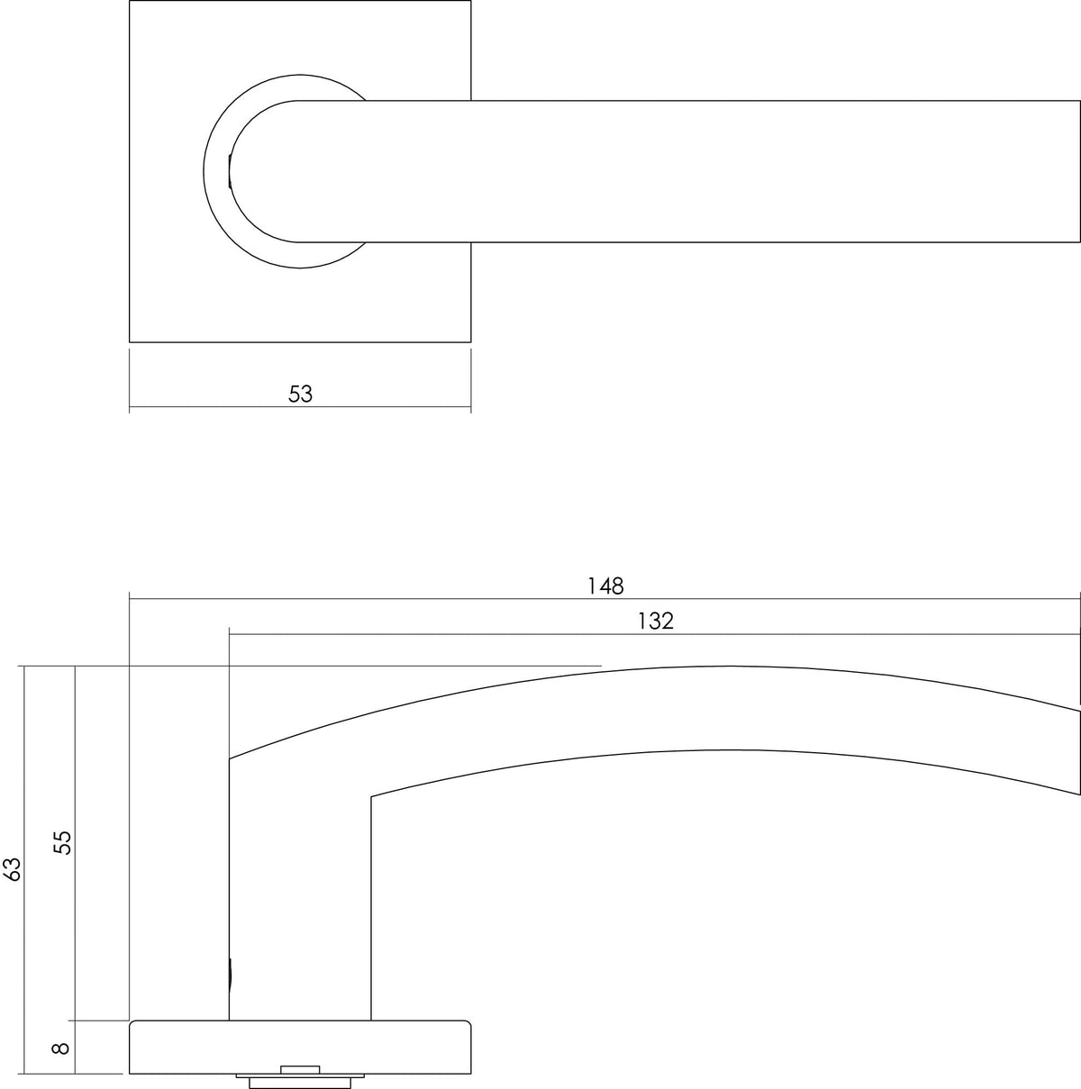 Intersteel deurkruk Blok op vierkant rozet rvs geborsteld detail