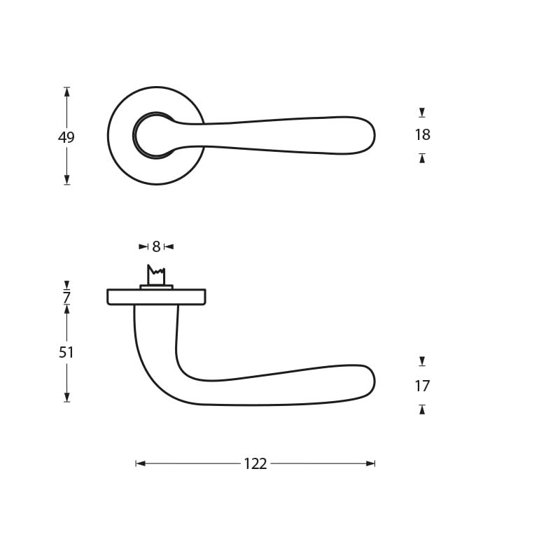 Intersteel deurkruk Jupiter op rozet chroom mat – detail