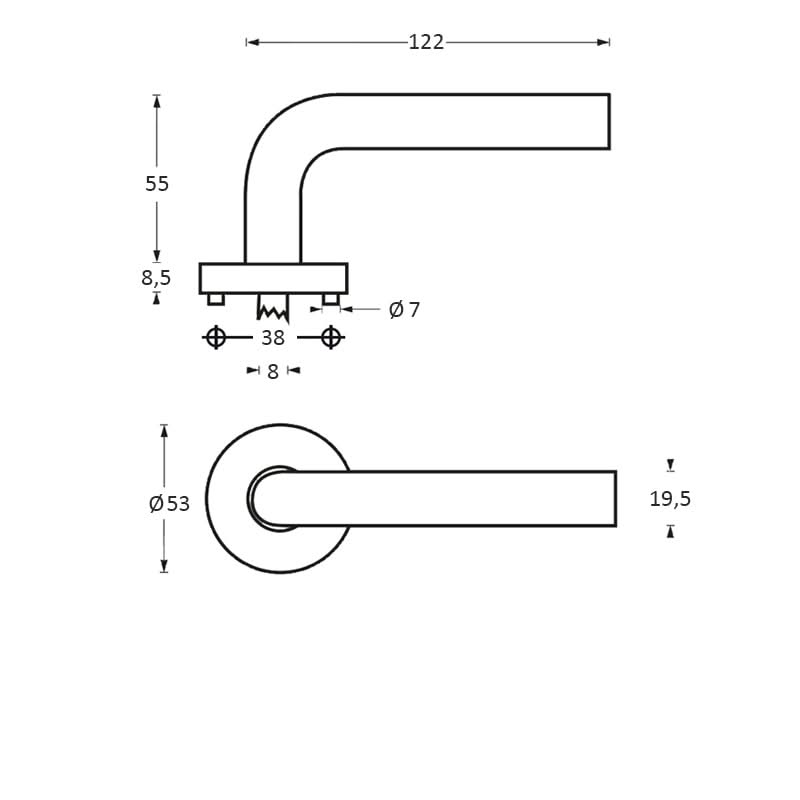 Intersteel Jupiter deurkruk RVS geborsteld detail rozet met nok