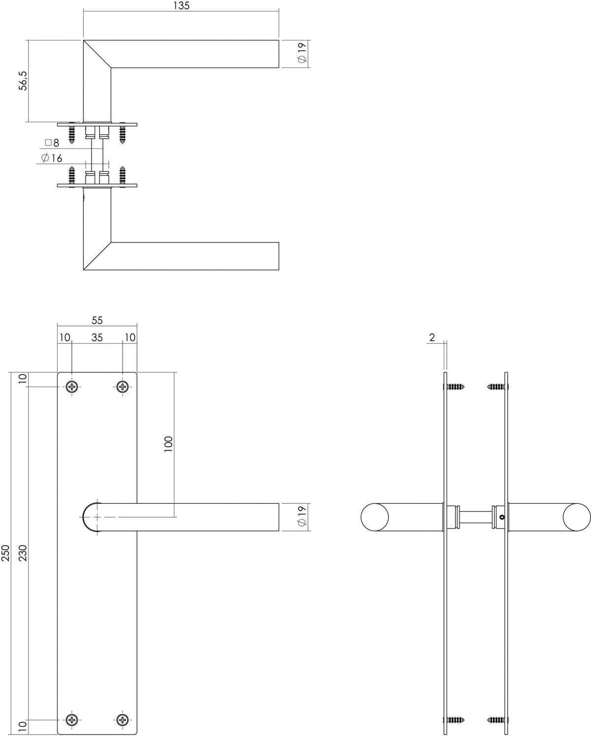 Intersteel Deurkruk Jura met schild 250x55x2mm zwart Blind 1 scaled