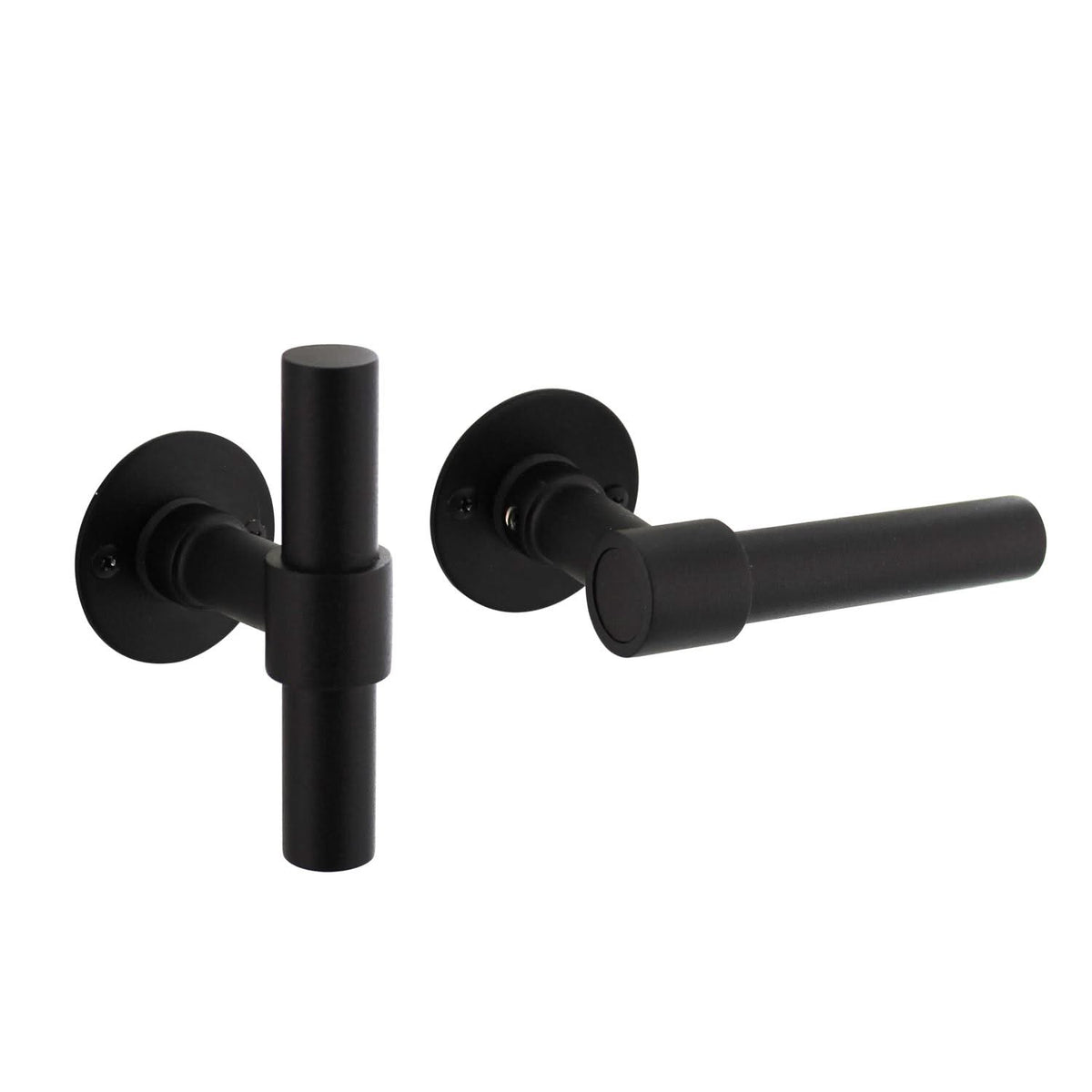 Intersteel deurkruk L-T-model dun rozet RVS/zwart - vooraanzicht