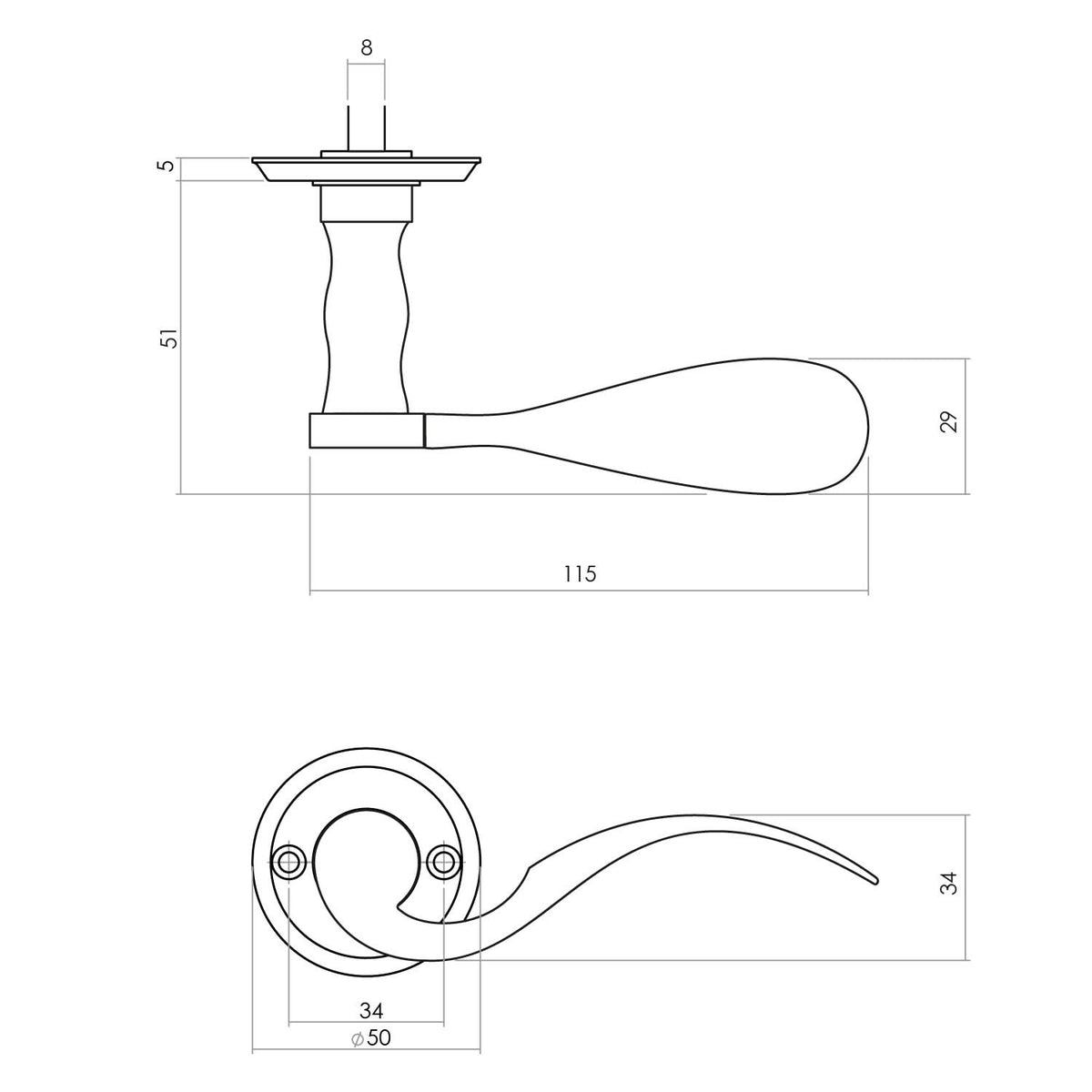 Intersteel deurkruk Lepel mat zwart - detail