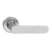 Intersteel deurkruk Massief strak-elegant op rozet met ring en veer RVS geborsteld – vooraanzicht