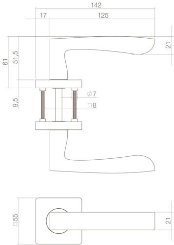 Intersteel deurkruk Minos vierkant rozet mat zwart - detail