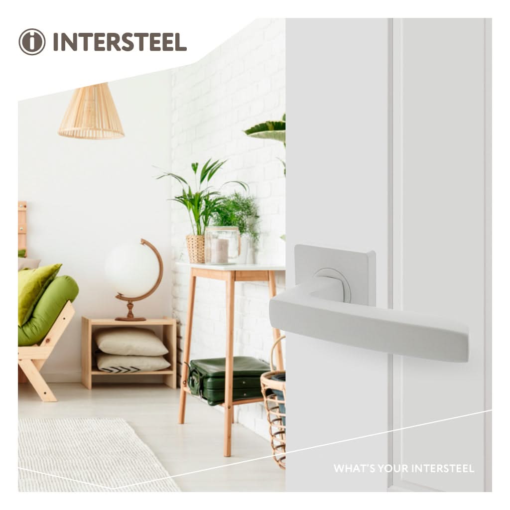 Intersteel deurkruk Minos vierkante rozet wit zijaanzicht
