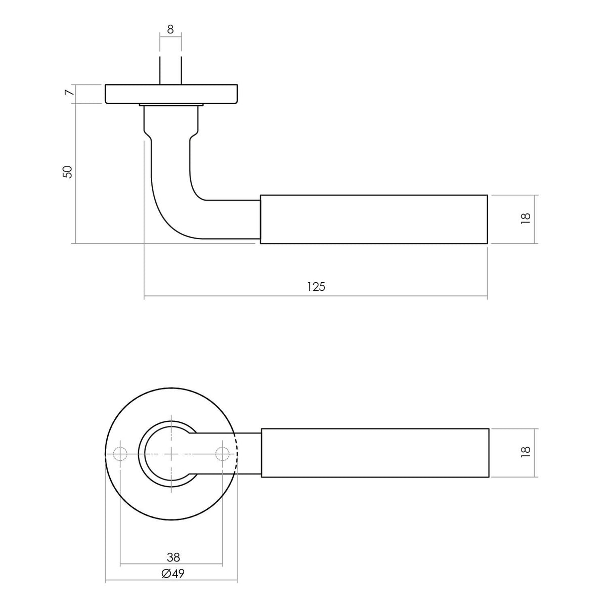 Intersteel deurkruk Palma op rozet messing getrommeld detail