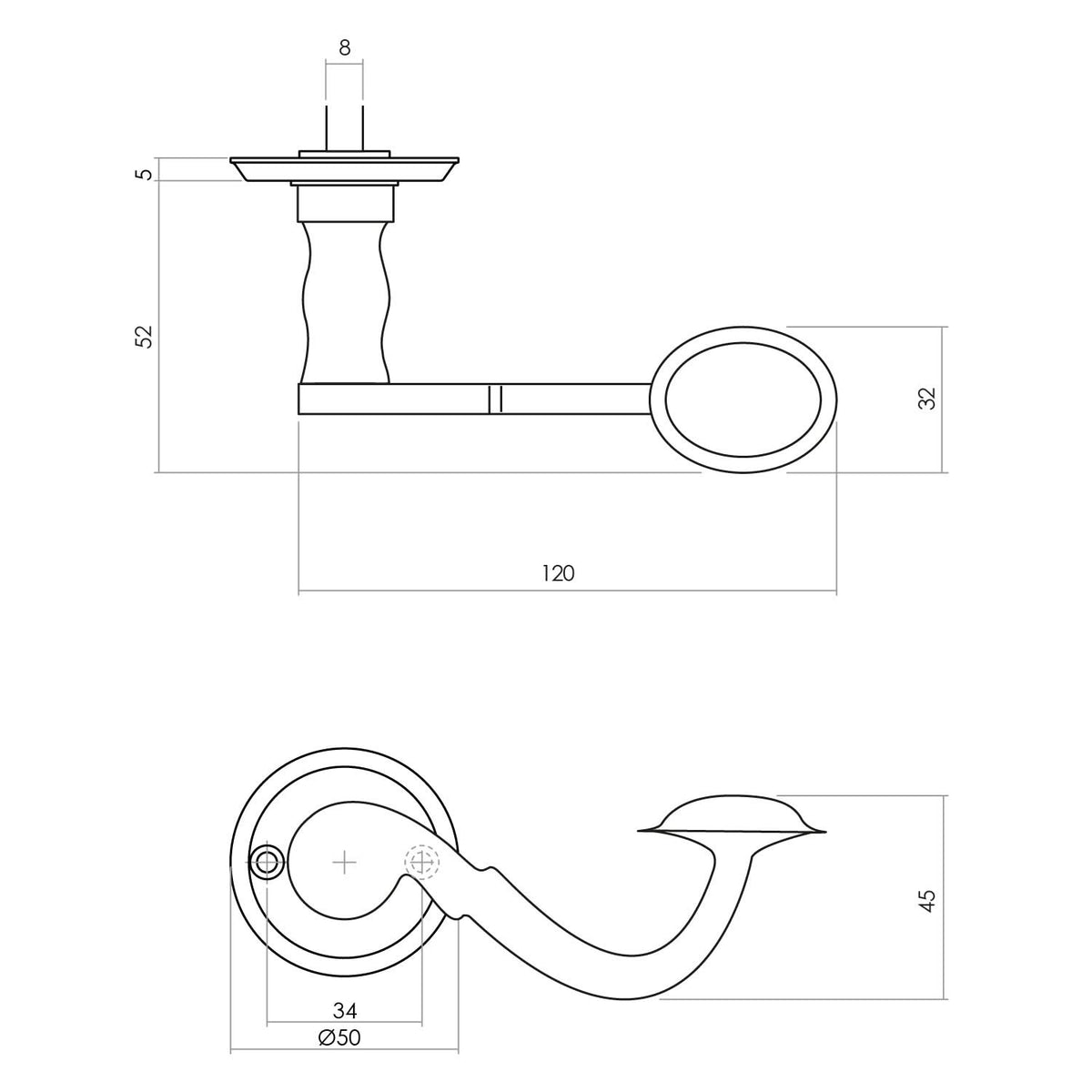 Intersteel deurkruk Posthoorn mat zwart - detail