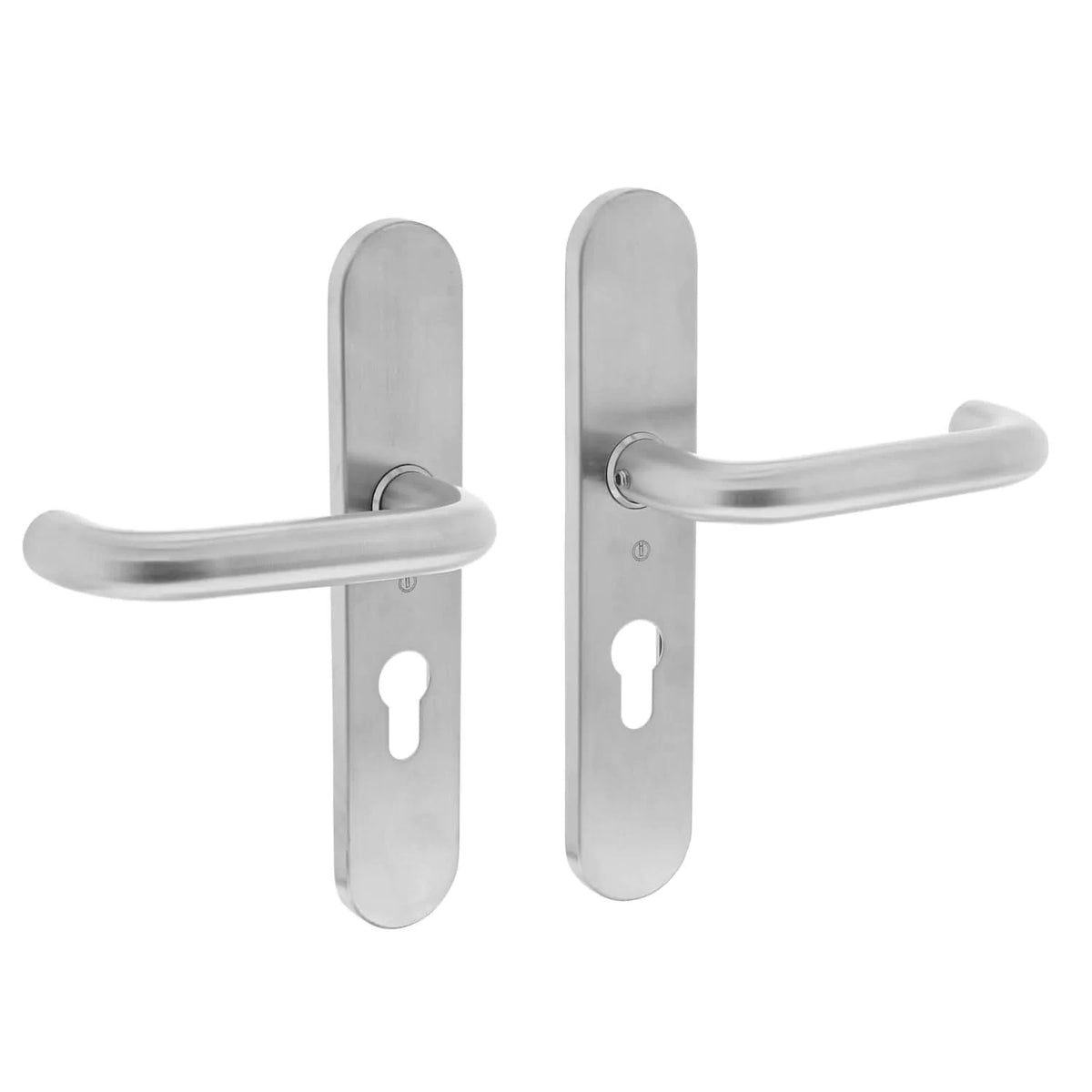 Intersteel deurkruk Rond schild rvs geborsteld zijaanzicht