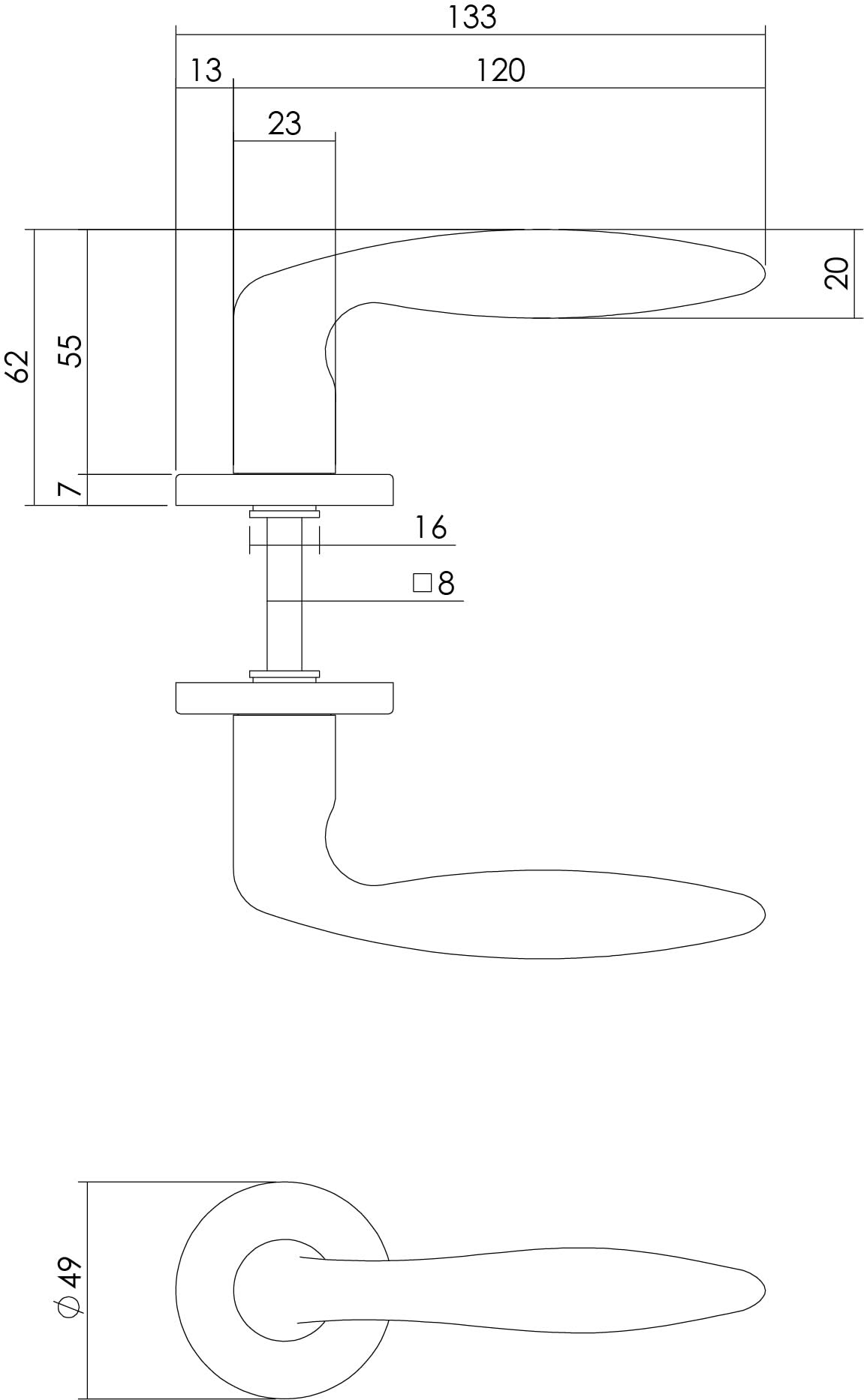 Intersteel deurkruk Sigaar op rozet chroom mat – detail