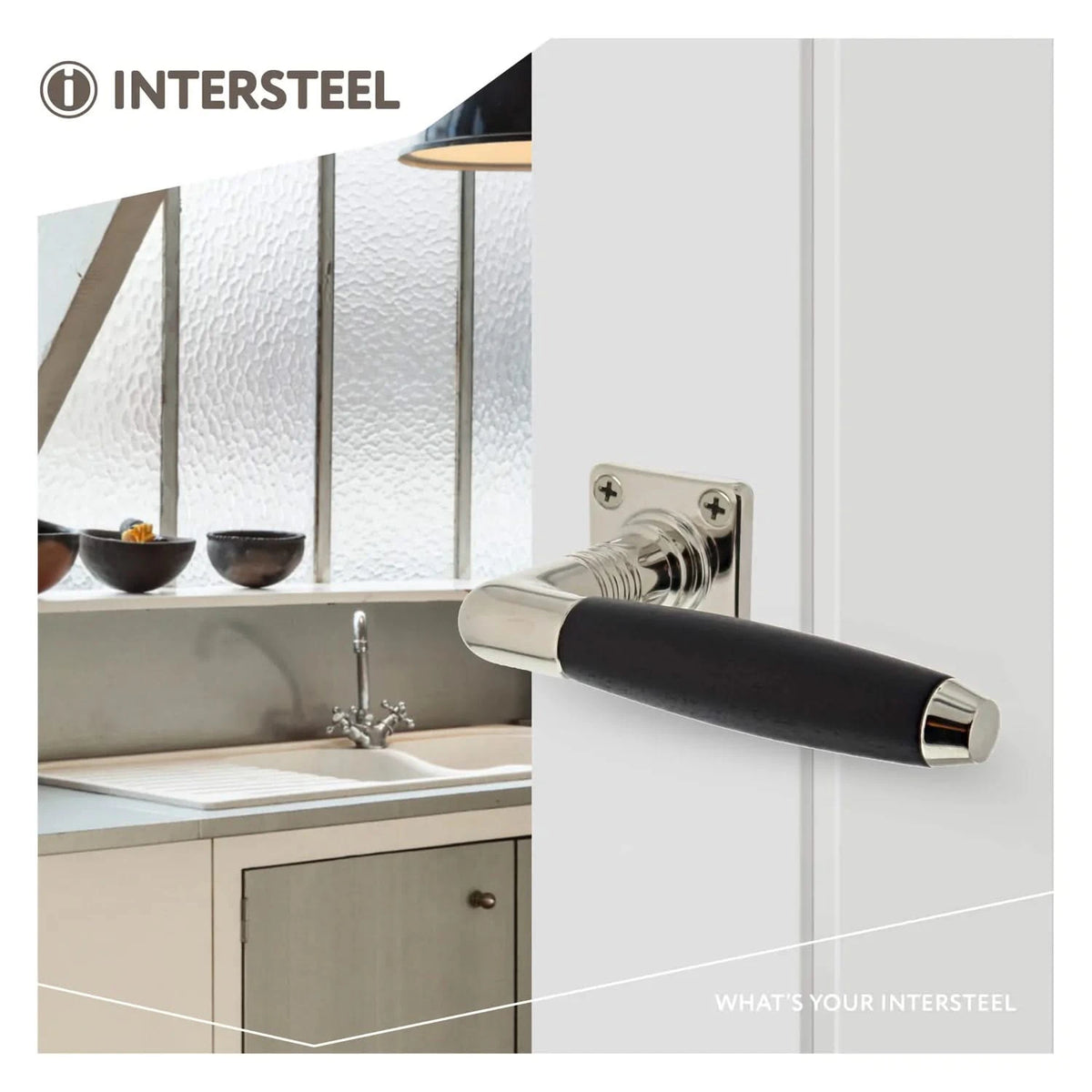Intersteel deurkruk Ton Basic vierkant rozet mat nikkel - zijaanzicht