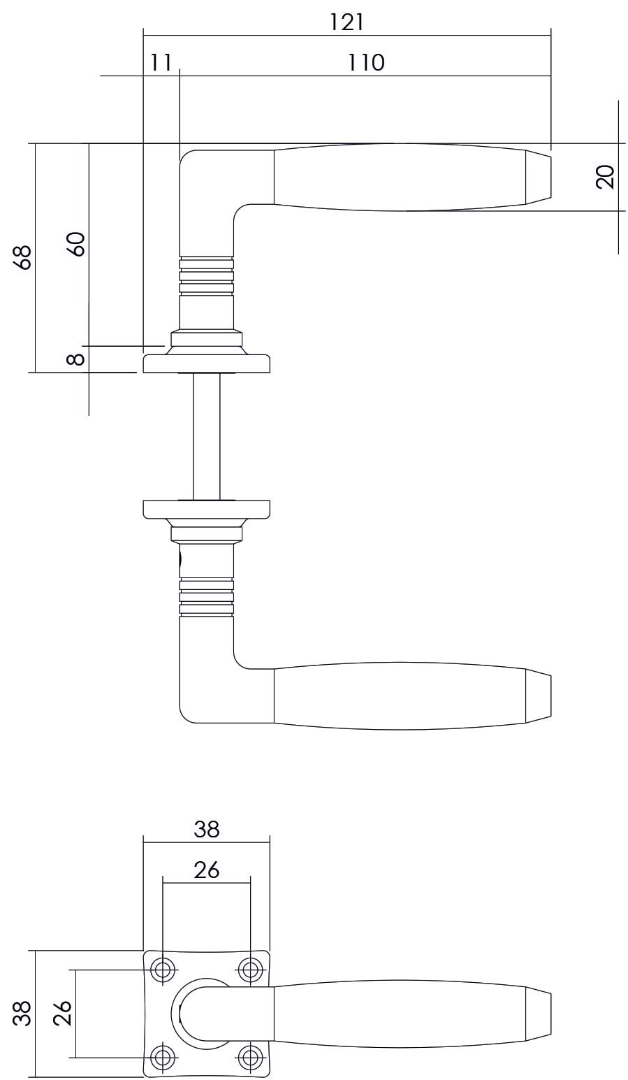Intersteel deurkruk Ton Palissander nikkel – detail