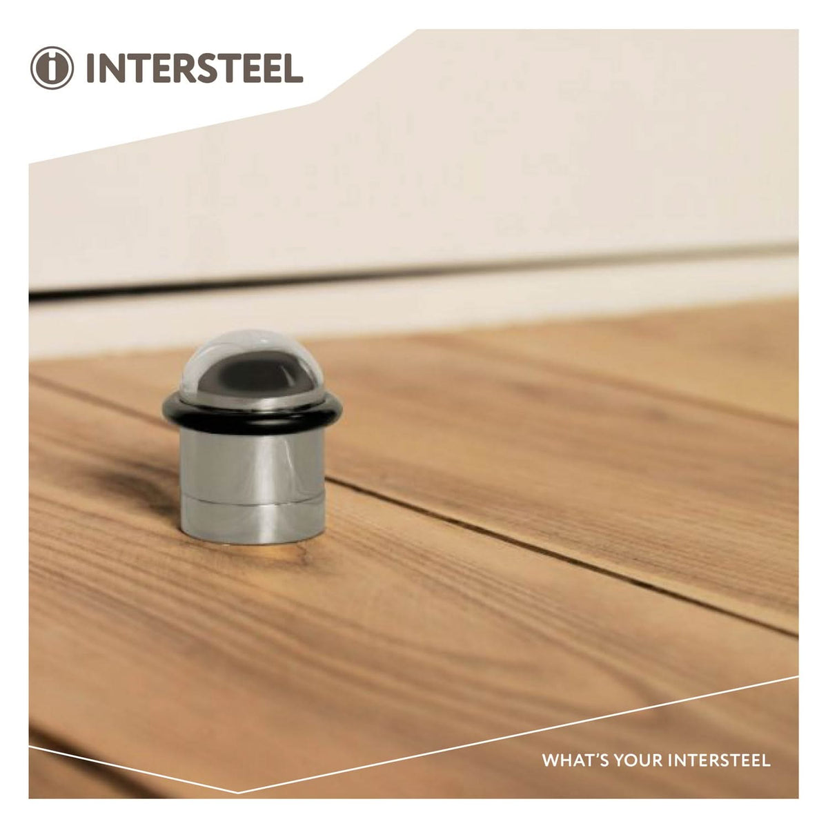 Intersteel deurstop met ring chroom gepolijst – gemonteerd