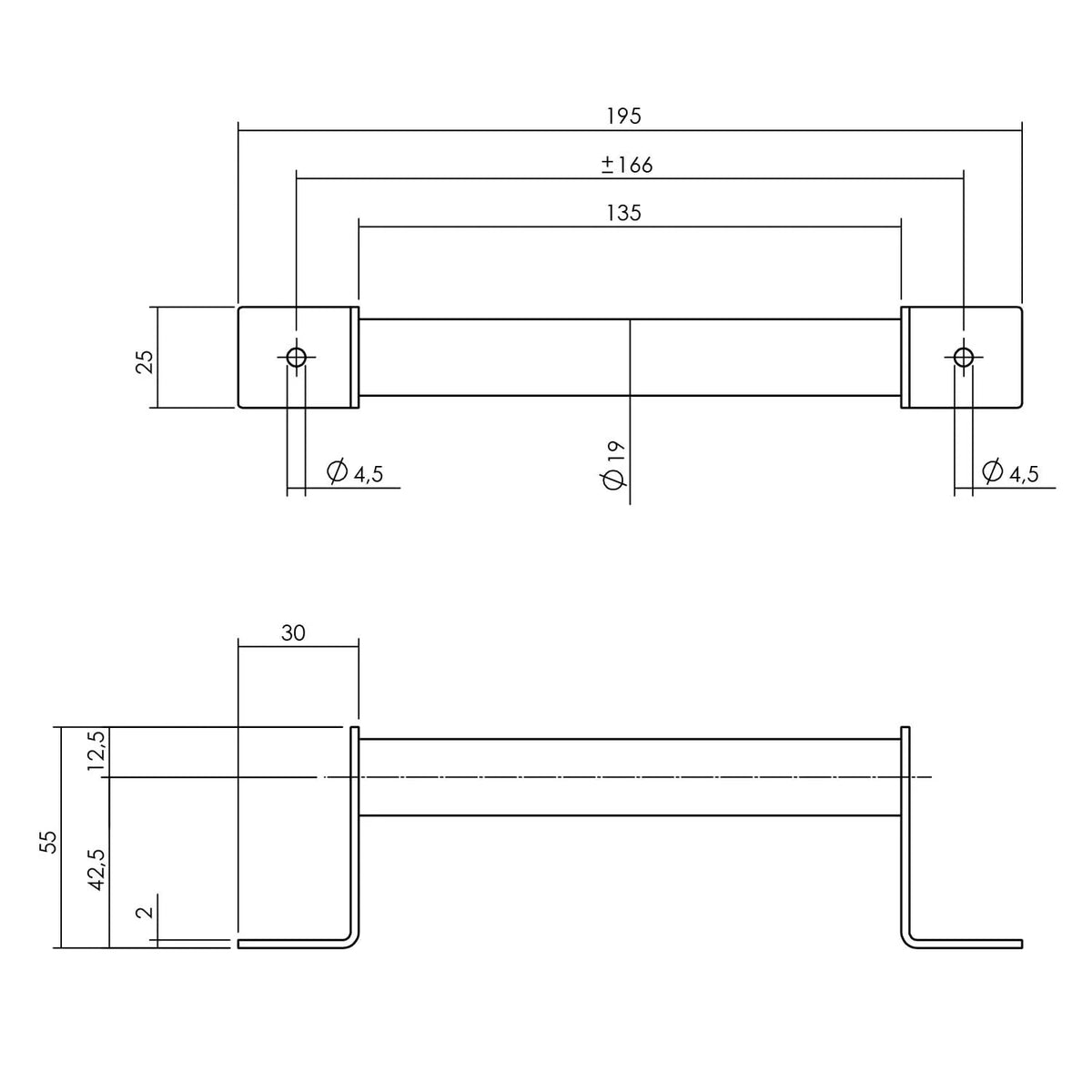Intersteel handgreep schuifdeur 196x25mm mat zwart detail