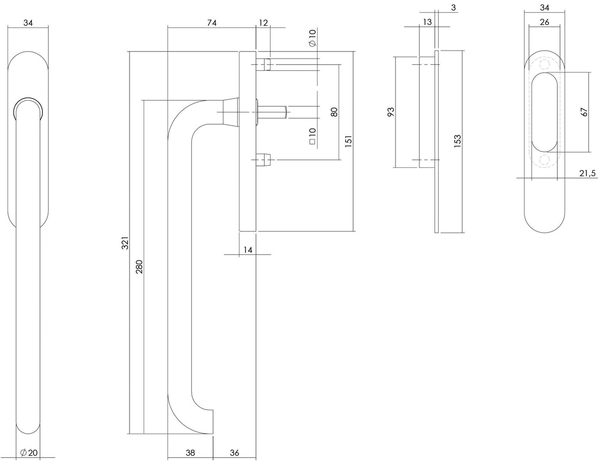 Intersteel hef-schuifdeurbeslag blind rvs geborsteld detail
