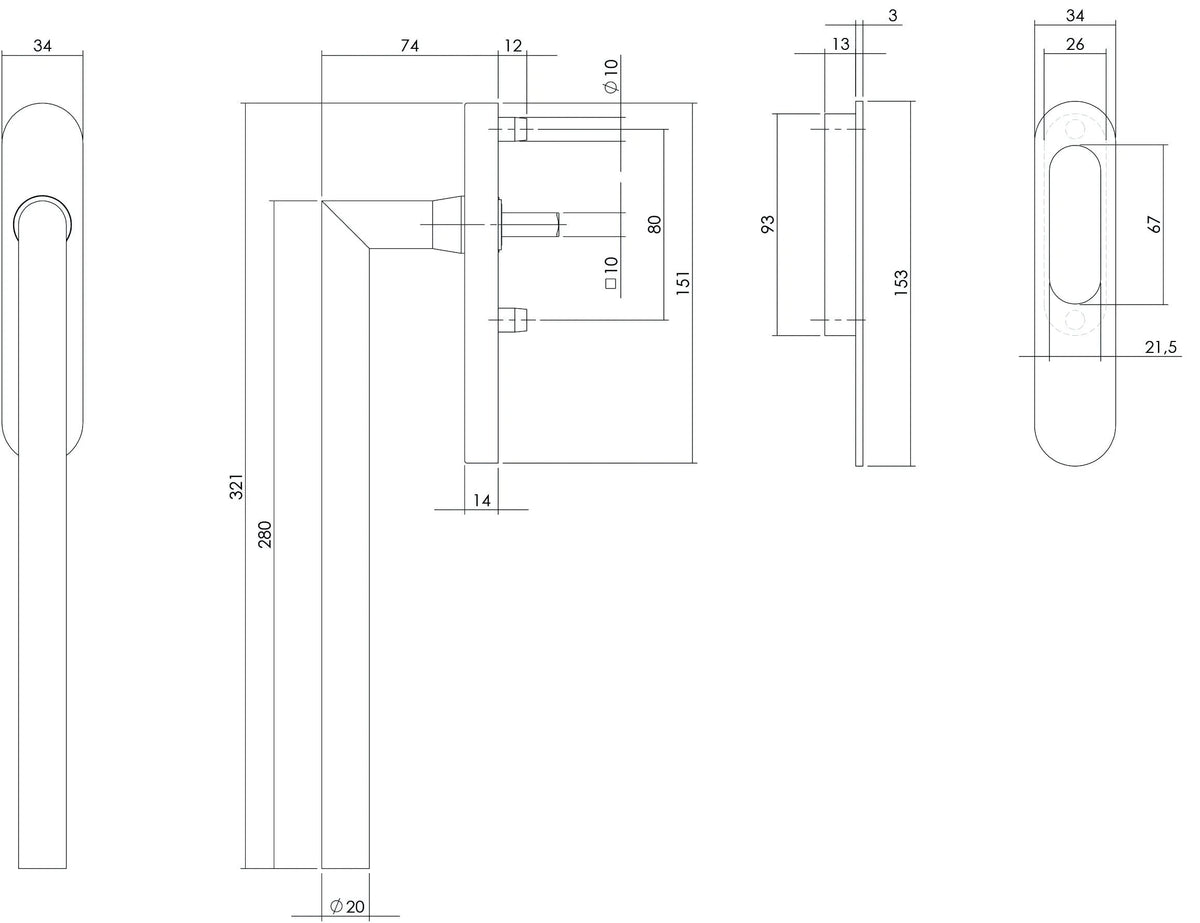 Intersteel hef-schuifdeurbeslag hoek blind rvs geborsteld detail