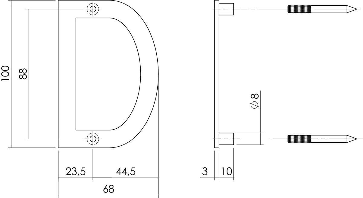 Intersteel huisletter D 100 mm RVS geborsteld – detailfoto