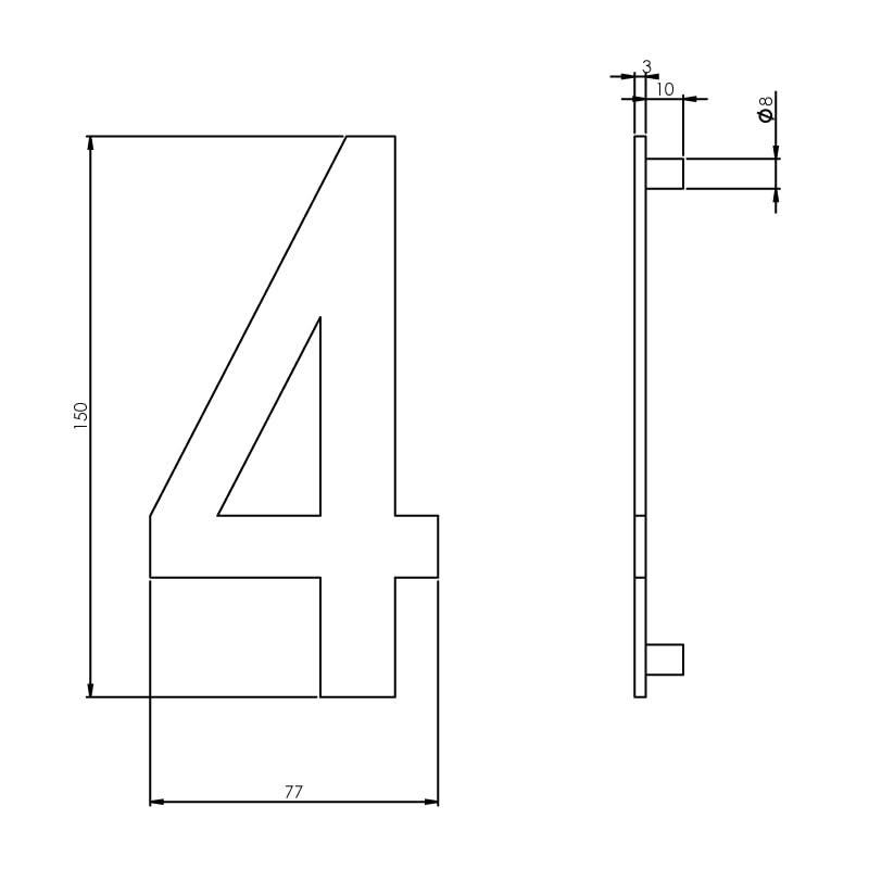 Intersteel huisnummer 4 150 mm RVS geborsteld – detailfoto