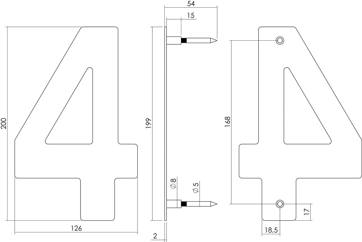 Intersteel huisnummer 4 200mm RVS geborsteld detail