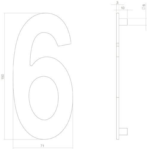 Intersteel huisnummer 6 RVS/mat zwart – detailfoto