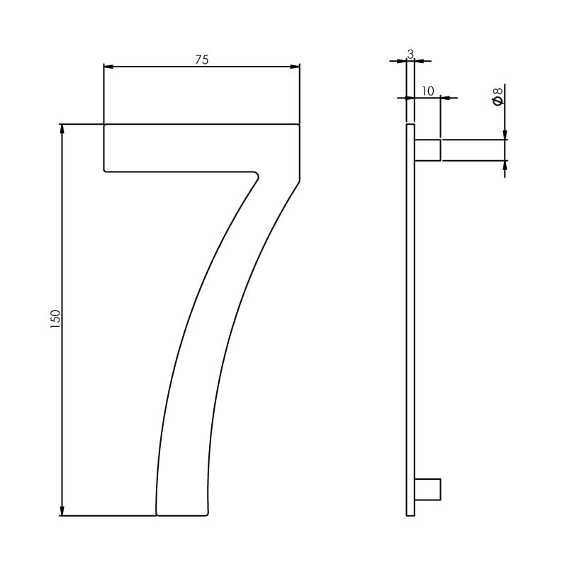 Intersteel huisnummer 7 150 mm RVS geborsteld – detailfoto