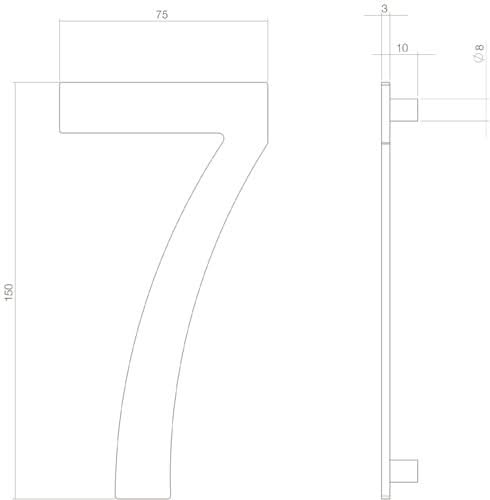 Intersteel huisnummer 7 RVS/mat zwart – detailfoto