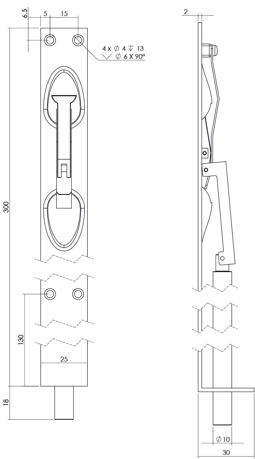 Intersteel kantschuif 300 mm rvs geborsteld – detail