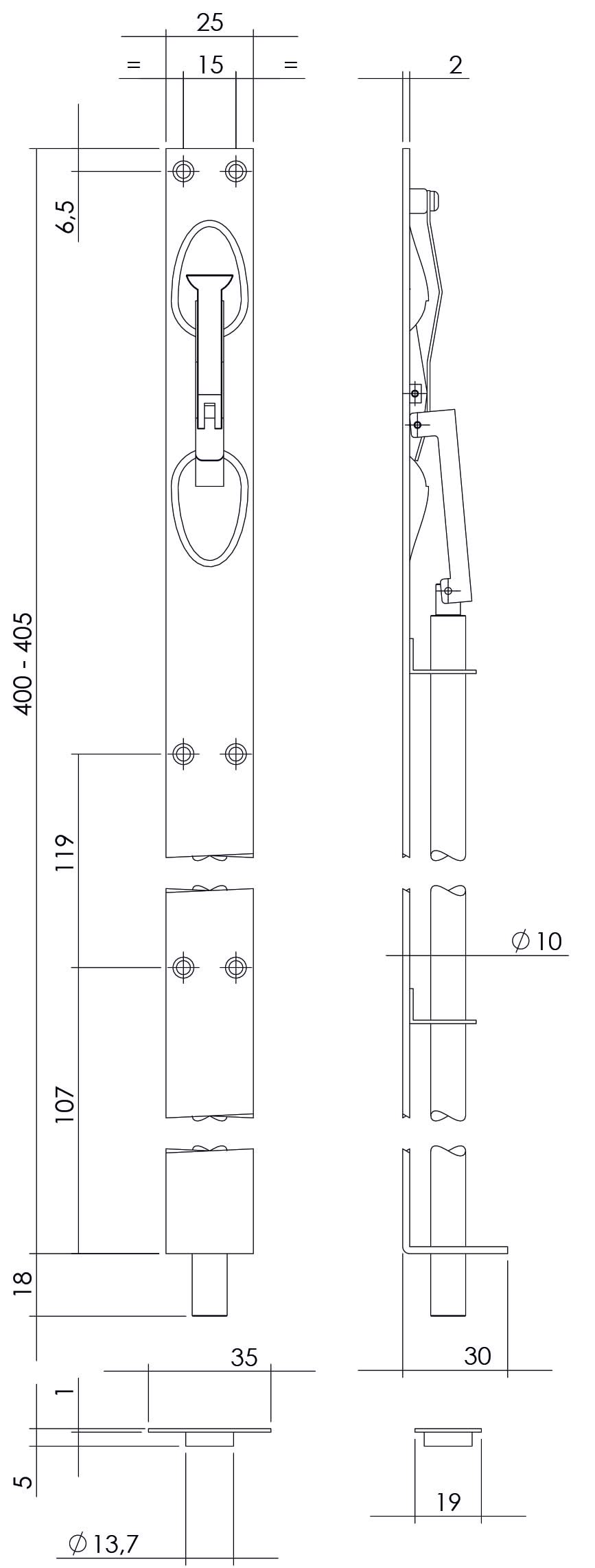 Intersteel kantschuif 400mm RVS geborsteld – detail