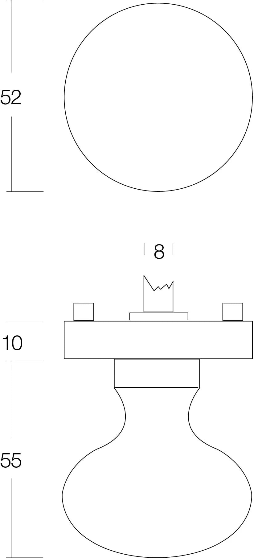 Intersteel knop op rond rozet antraciet grijs - detail
