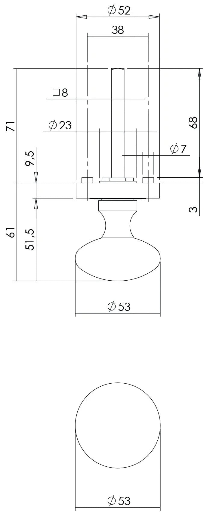 Intersteel knop op rozet oud grijs – detail